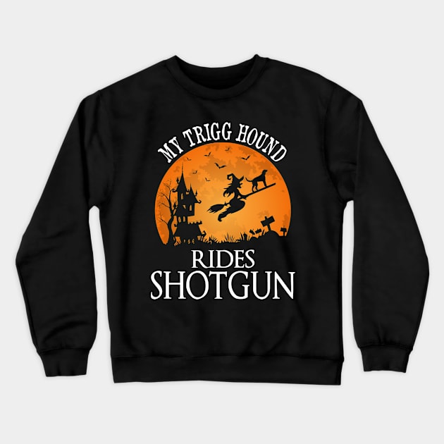 Trigg Hound Rides Shotgun Dog Lover Halloween Party Gift Crewneck Sweatshirt by DoFro